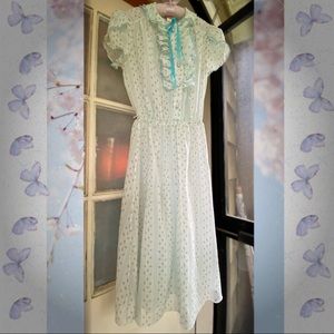 ✨SOLD✨VINTAGE beautiful light blue sheer floral Jerri Gee dress